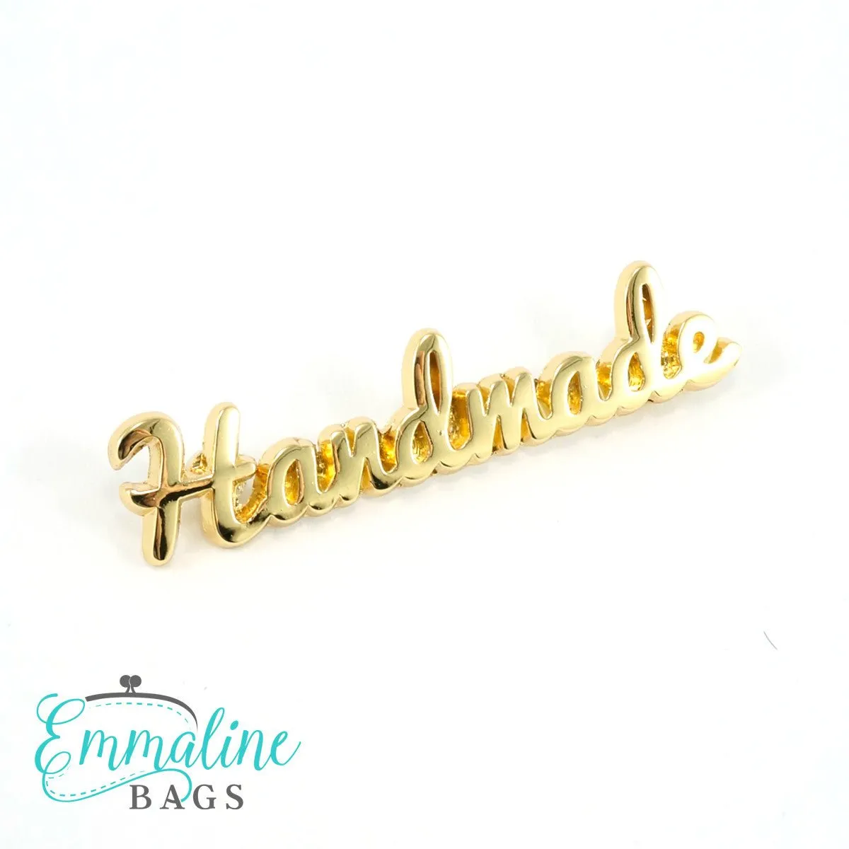 Metal Bag Label: Script Style "handmade"