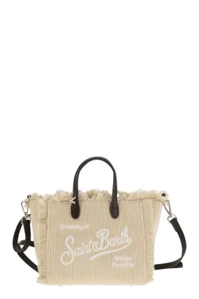 Mini Vanity Bag With Bangs And Embroidered Logo in Beige | VAMI007