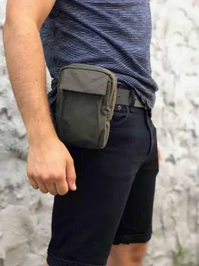 Minimalist Slim Waxed Canvas Belt Bag, Unisex Cross Body Bag | Aris Bags