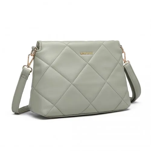 Miss Lulu Green PU Leather Rhombus Shoulder Bag - Stylish Women's Handbag