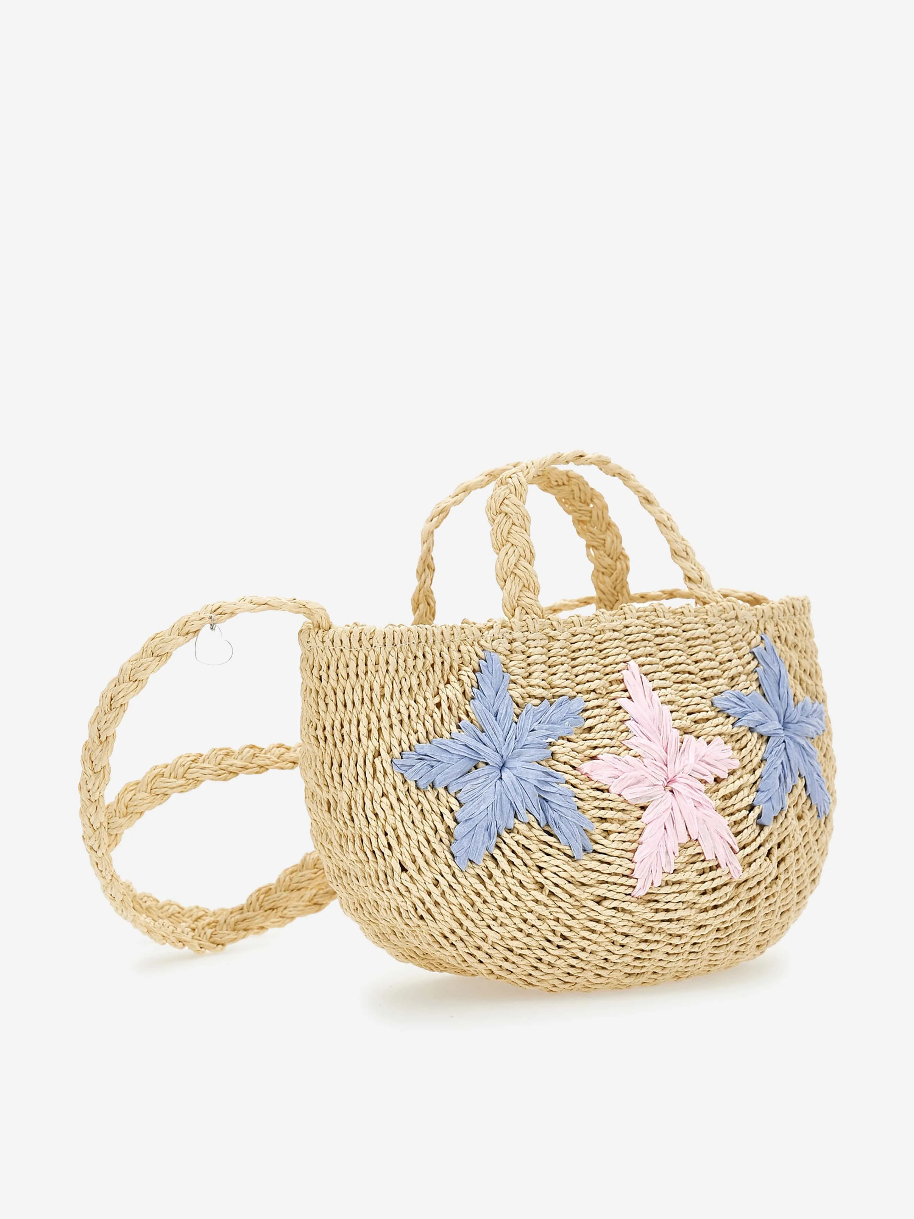 Monnalisa Girls Straw Star Beach Bag in Beige (32cm)