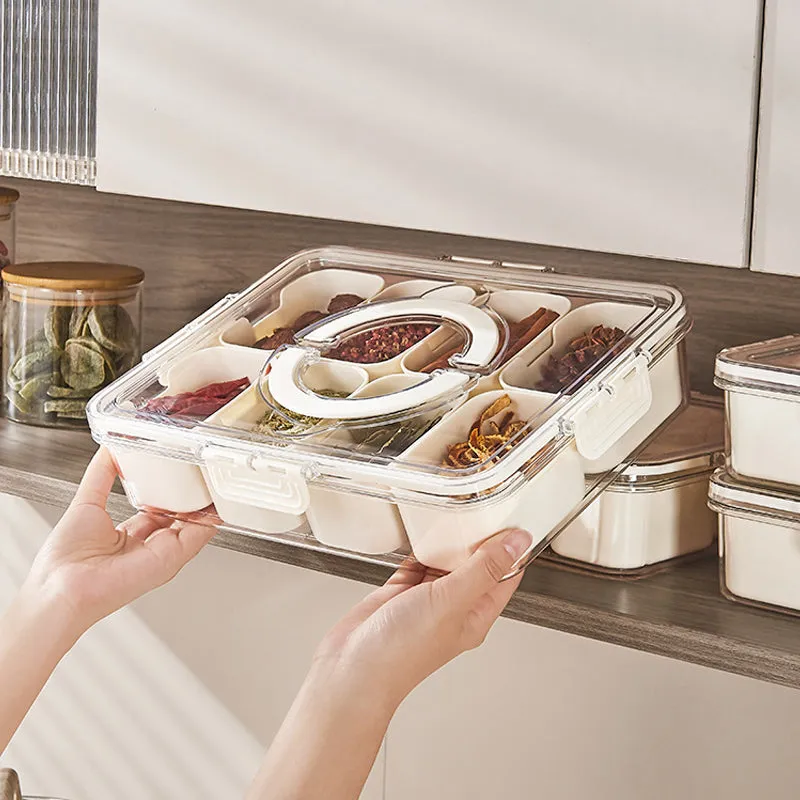 Multi-grid Clear Food Storage Box with Lid & Handle