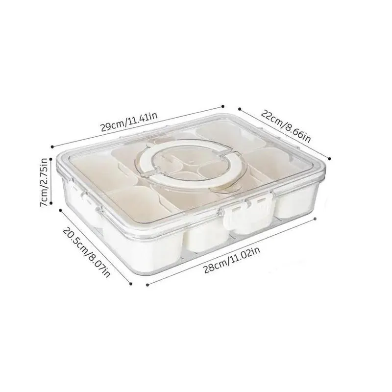 Multi-grid Clear Food Storage Box with Lid & Handle