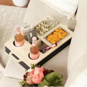 Natural Sofa Butler Snack Drinks Placed Wooden Box Tray