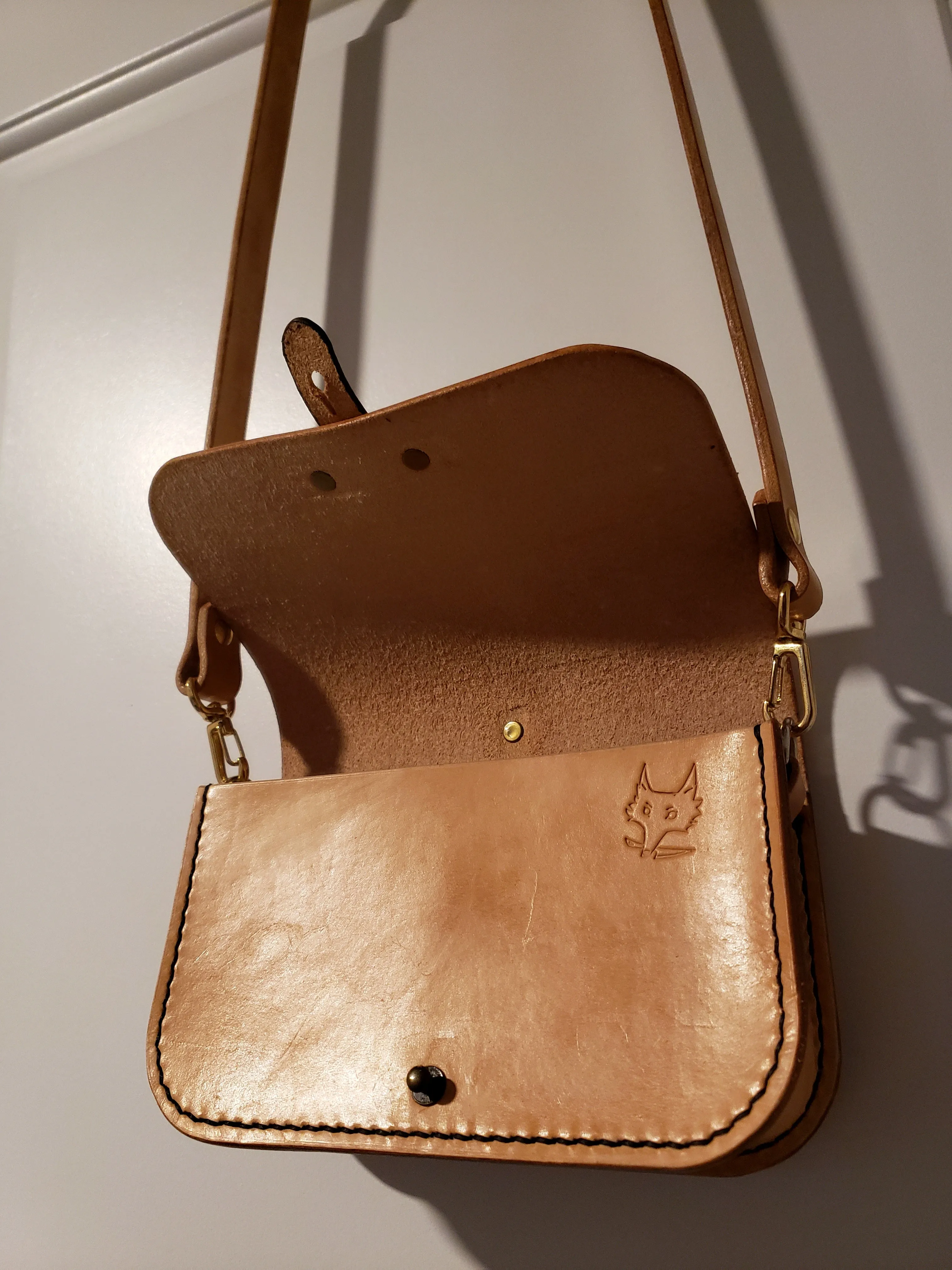 Natural Tan Leather Shoulder Bag by David Yi