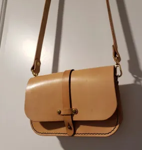 Natural Tan Leather Shoulder Bag by David Yi