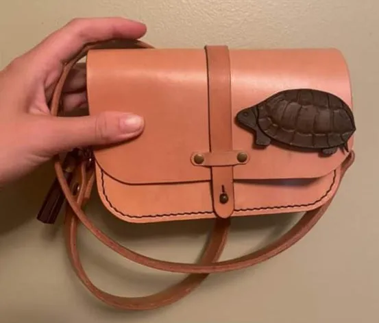 Natural Tan Leather Shoulder Bag by David Yi