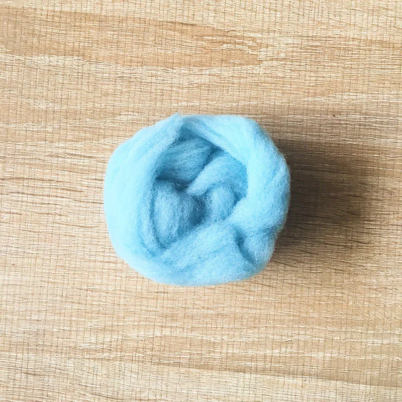 Needle felted wool felting wind blue wool Roving for felting supplies short fabric easy felt