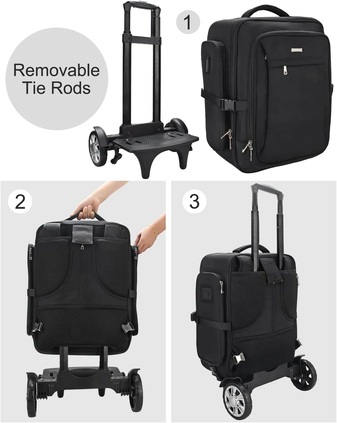 New Rolling Extra Large Professional Trolley Makeup Backpack With Detachable Trolley And Large Wheels