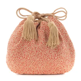 Nishijin-ori Small Drawstring Bag - Flower and Arabesque Pattern / Rose -,  Made in Kyoto, Japan,  Japanese traditional craft purse