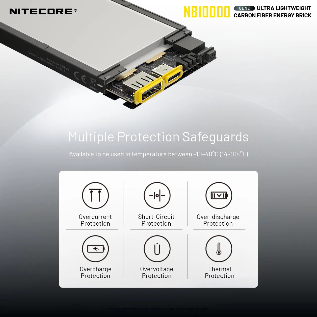 Nitecore NB10000 GEN2 Ultralight Carbon Fiber Energy Brick 10,000 mAh Mobile Power Bank