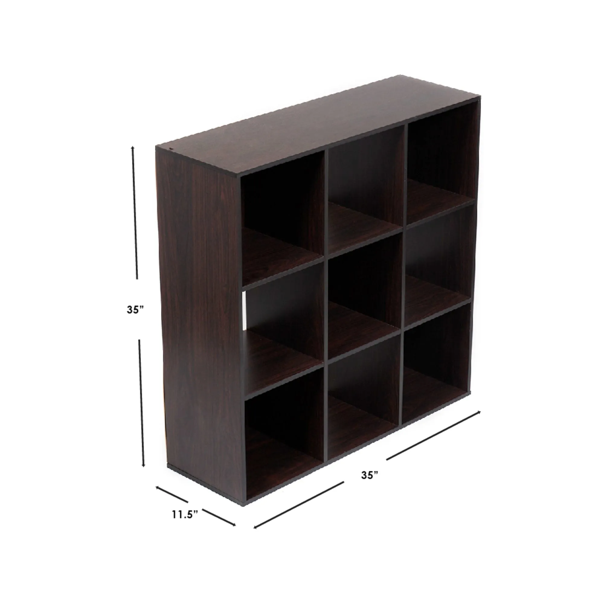 Open and Enclosed 9 Cube MDF Storage Organizer, Espresso