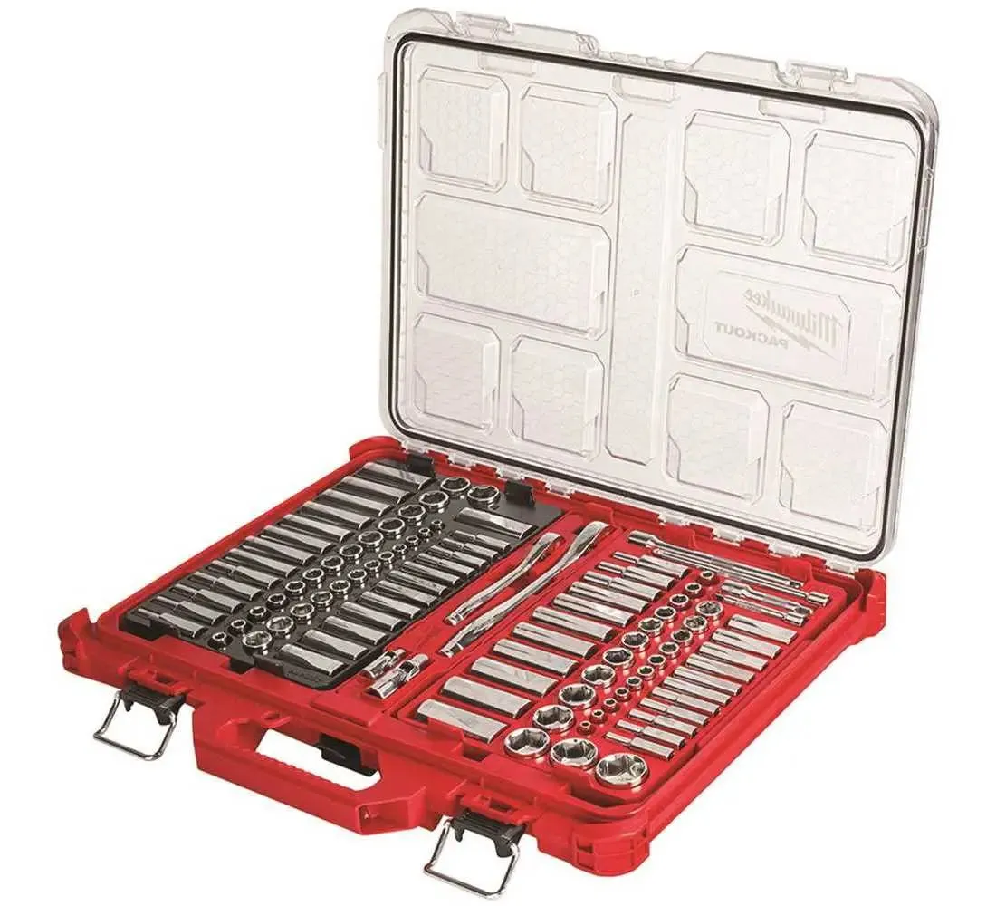 Open Box - Milwaukee 3/8 in. and 1/4 in. Drive SAE/Metric Ratchet and Socket Mechanics Tool Set with PACKOUT Case (106-Piece)