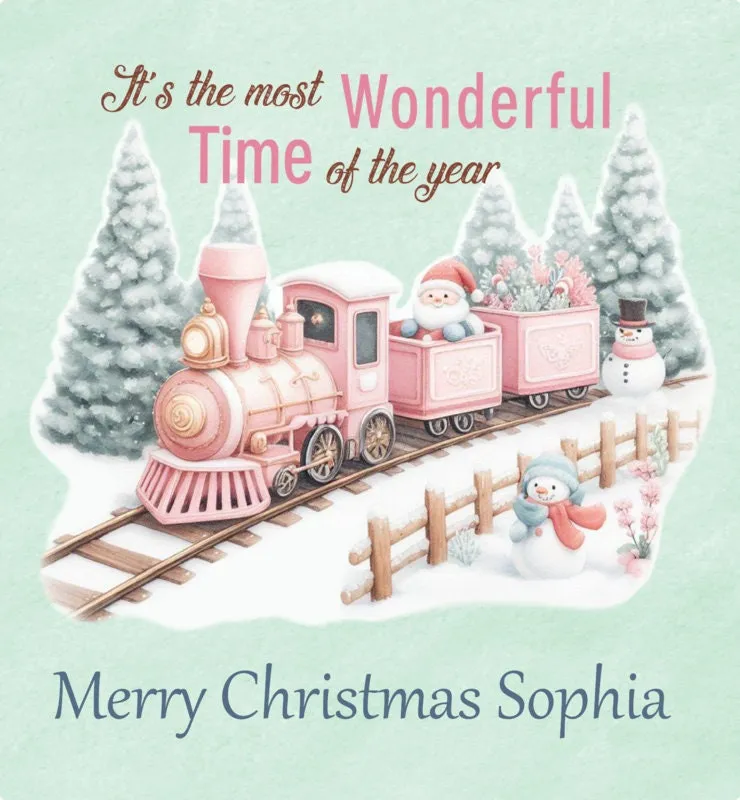 Personalised Christmas Gift Bag, Christmas Express Train ,Personalised Christmas, Festive Gift Wrapping Bags,  Family Christmas Gift