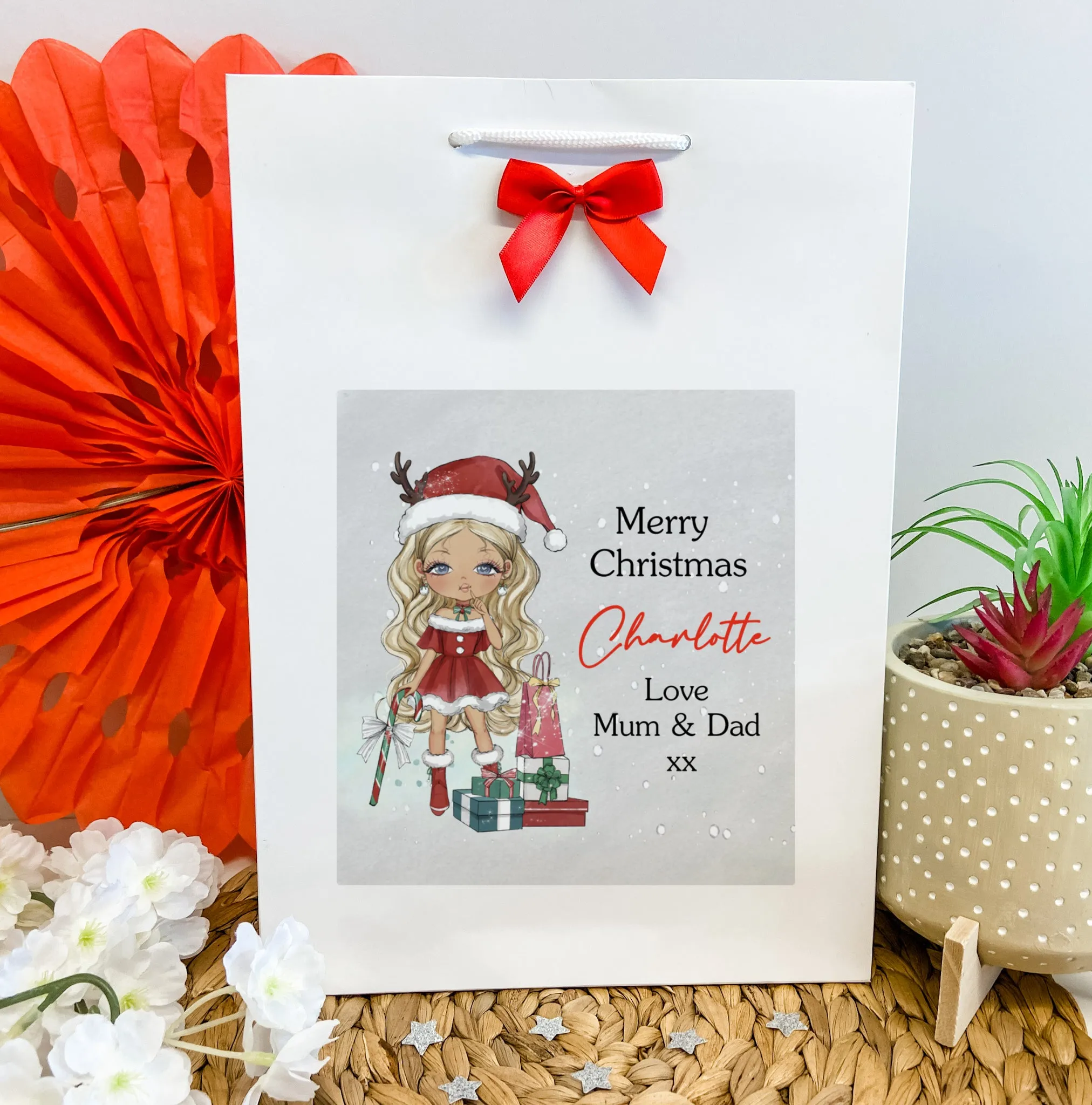 Personalised Christmas Gift Bag Girl