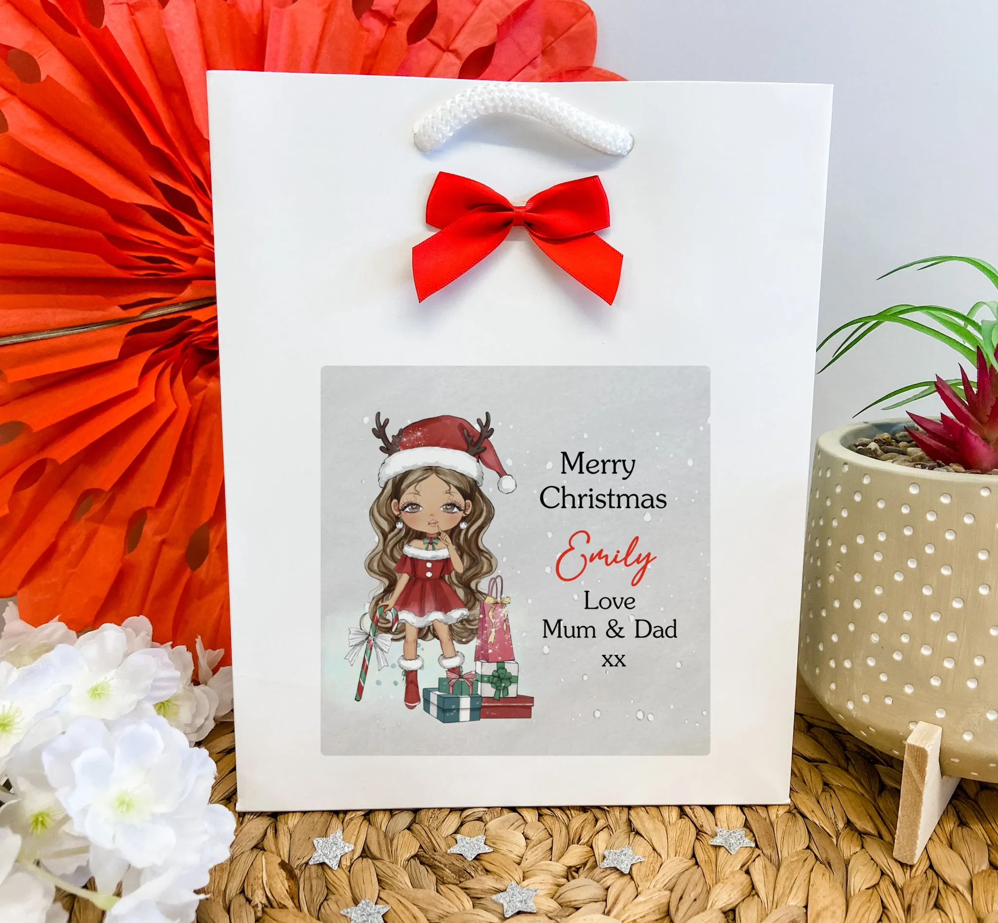 Personalised Christmas Gift Bag Girl