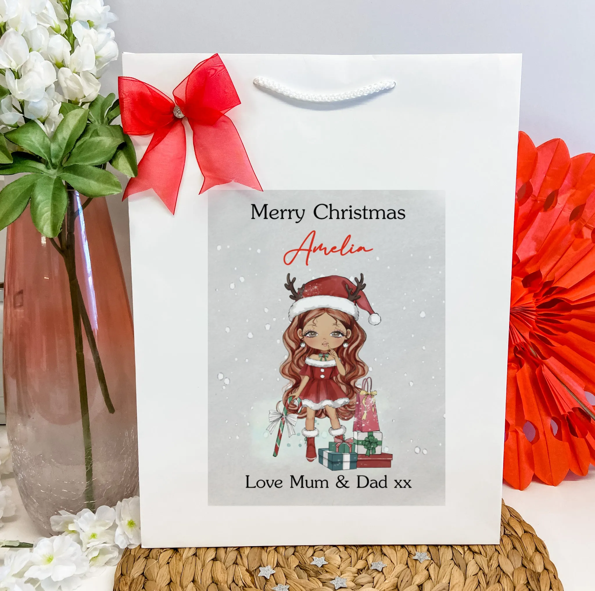 Personalised Christmas Gift Bag Girl