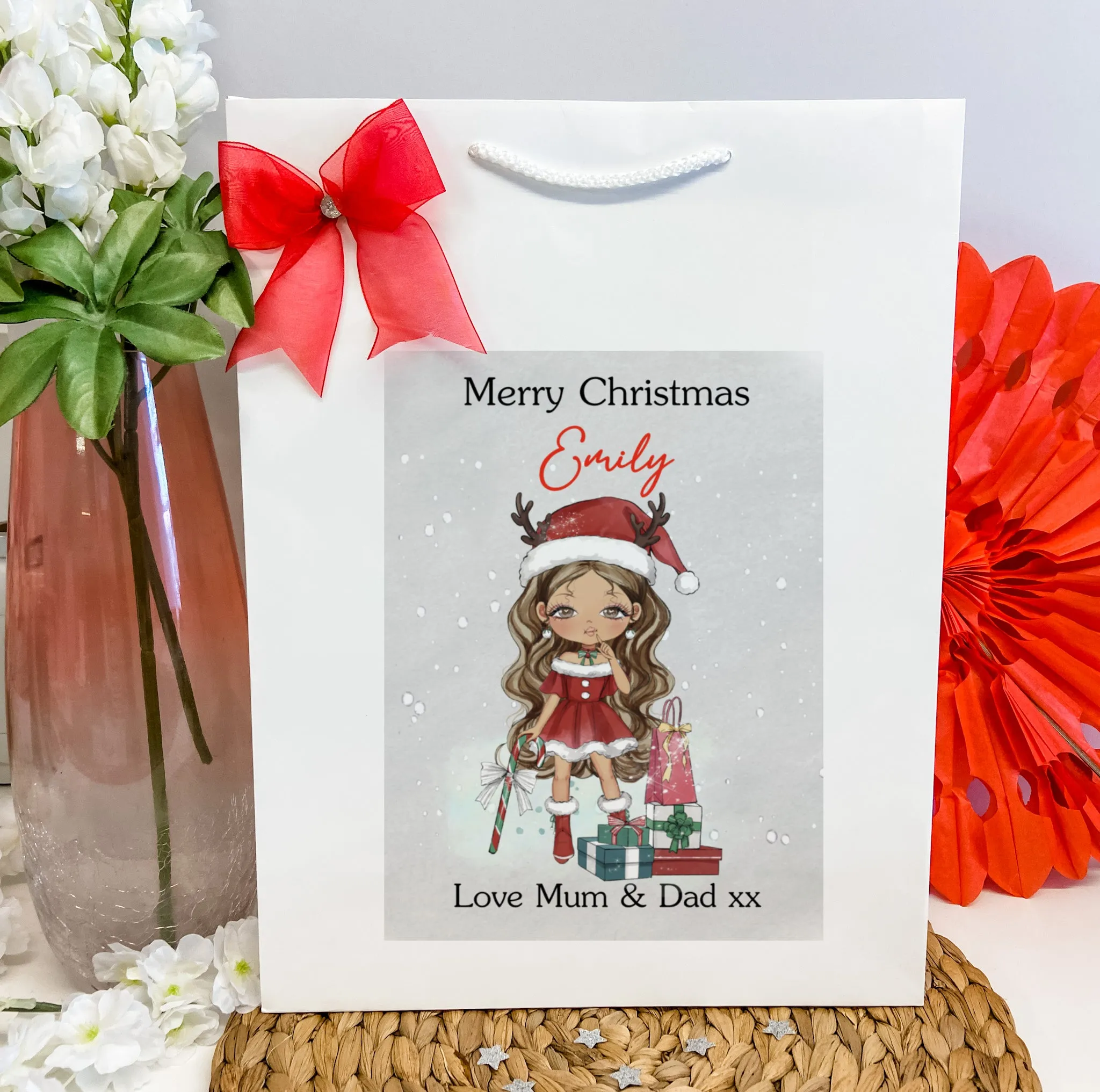 Personalised Christmas Gift Bag Girl