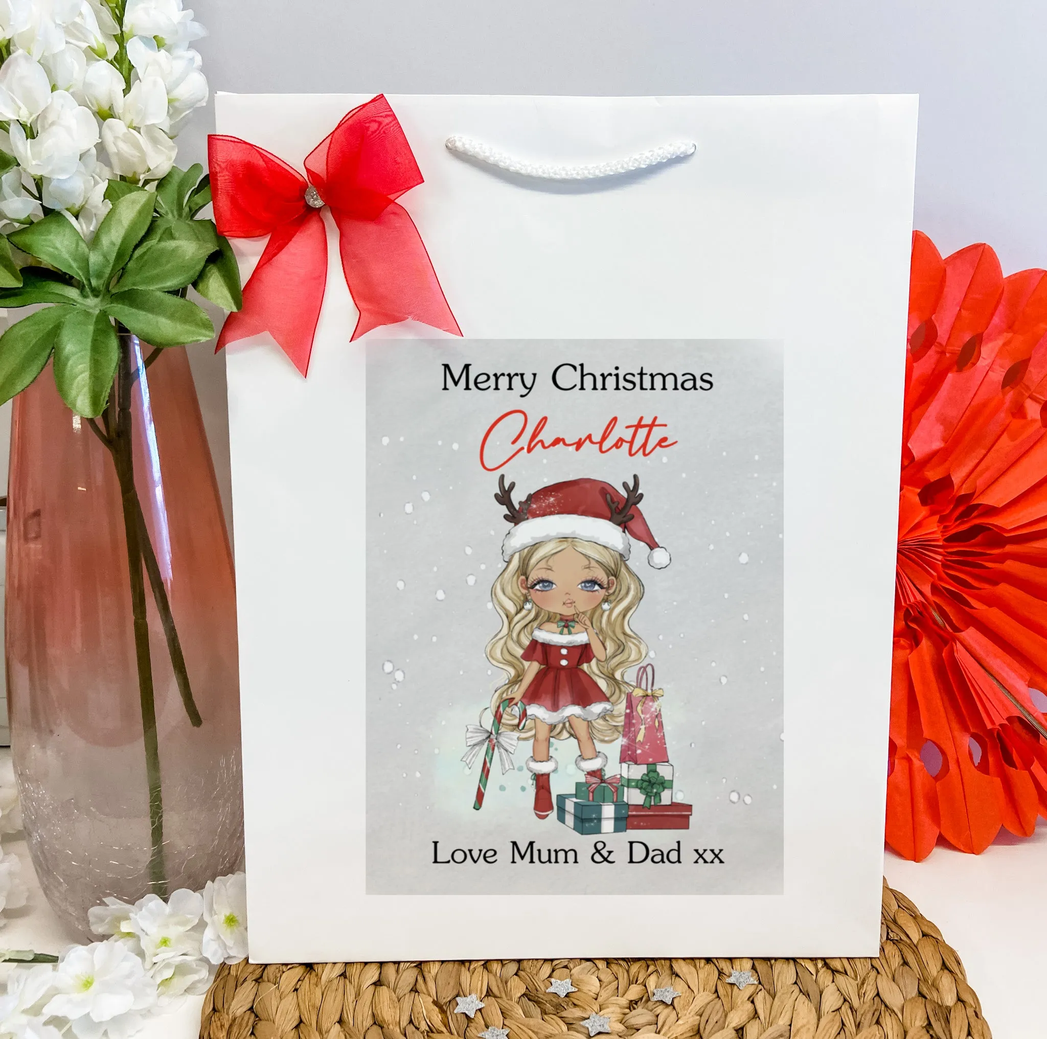 Personalised Christmas Gift Bag Girl