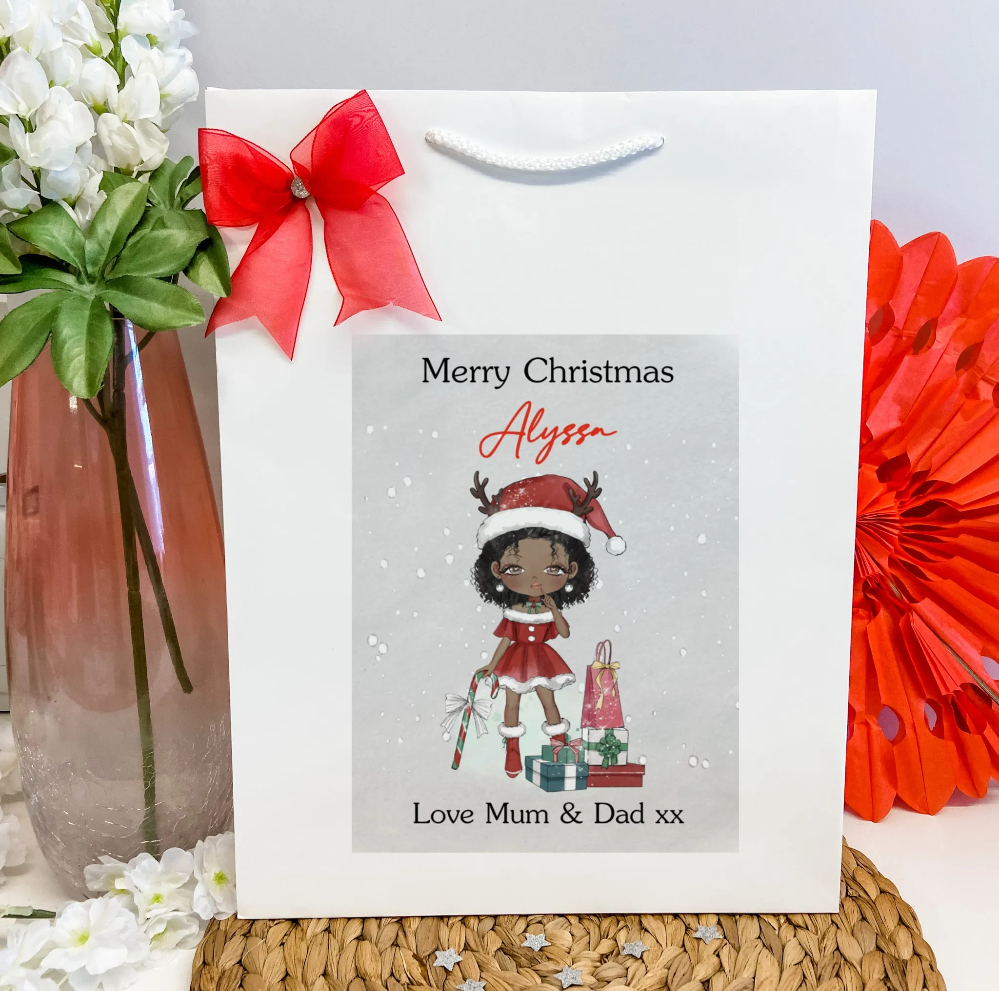 Personalised Christmas Gift Bag Girl