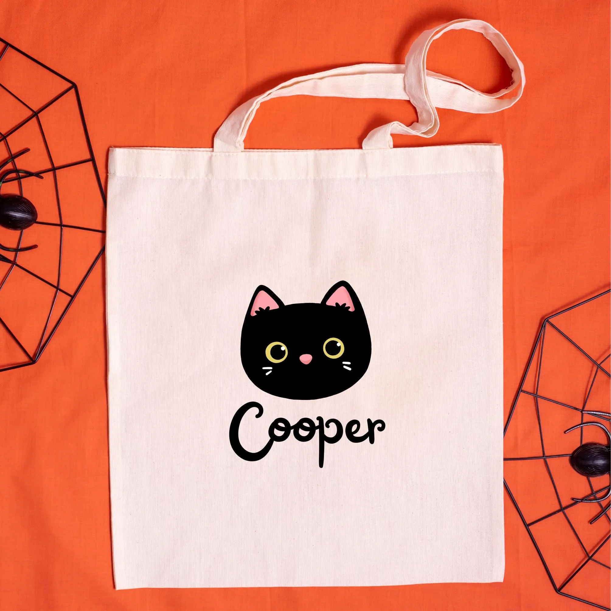 Personalized Halloween Cute Black Cat Tote Bag