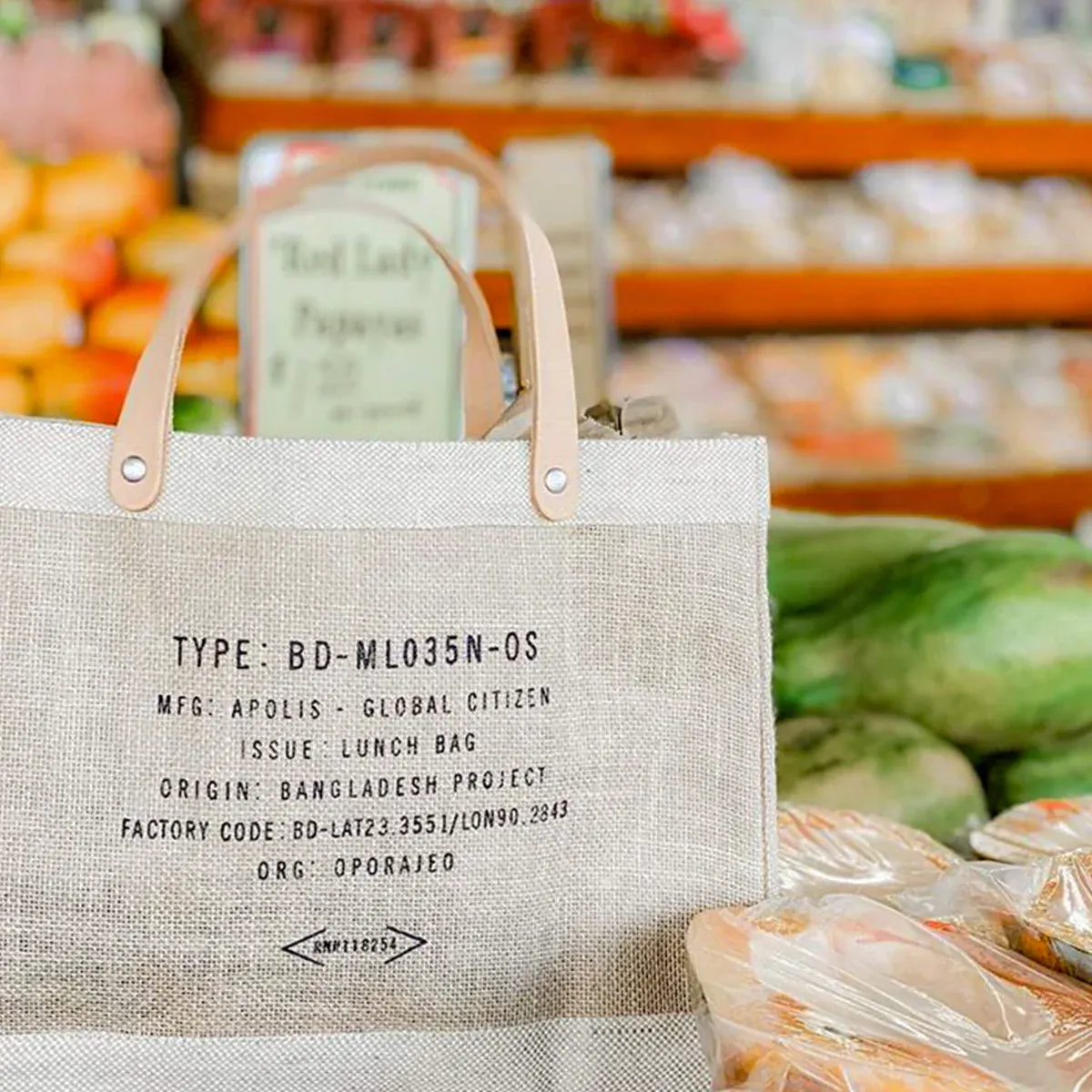 Petite Market Bag in Natural Bouquet with White Vase by Amy Logsdon