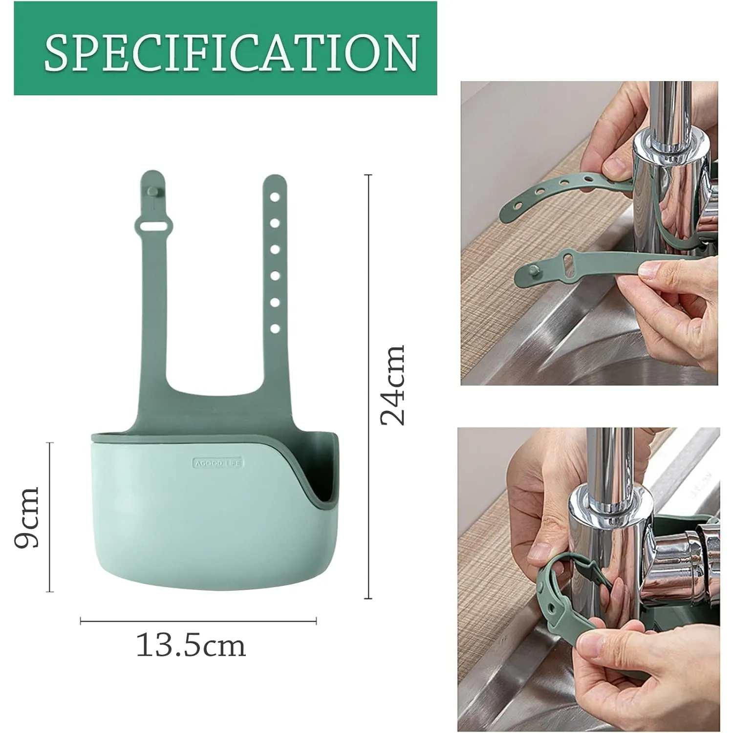 Plastic  Kitchen Sponge Holder, Sink Drain Rack Sink Organizer Sink Drain Hanging Bag for Kitchen (1 Pc)