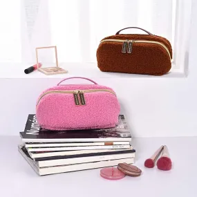 Portable Plush Makeup Bag Brush Organizer