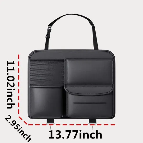 Premium PU Car Seat Organizer - Multifunctional Car Storage Bag for Small Objects, Side Organizer, and Back Protectors - Essential Car Accessories