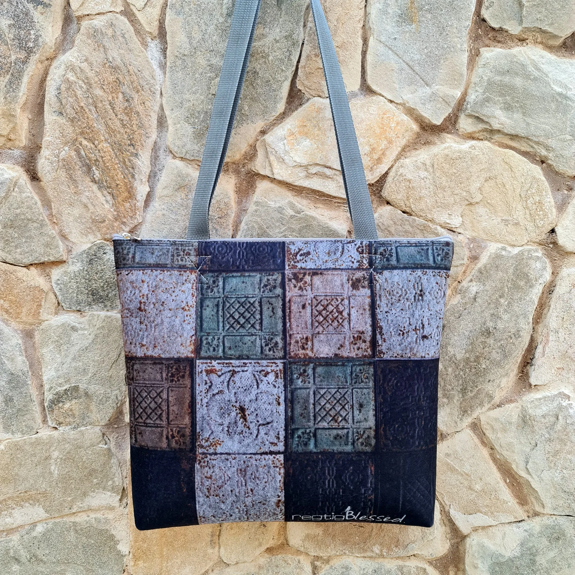 PressedCeilingBlocks2 - Recycled Felt Tote Bag