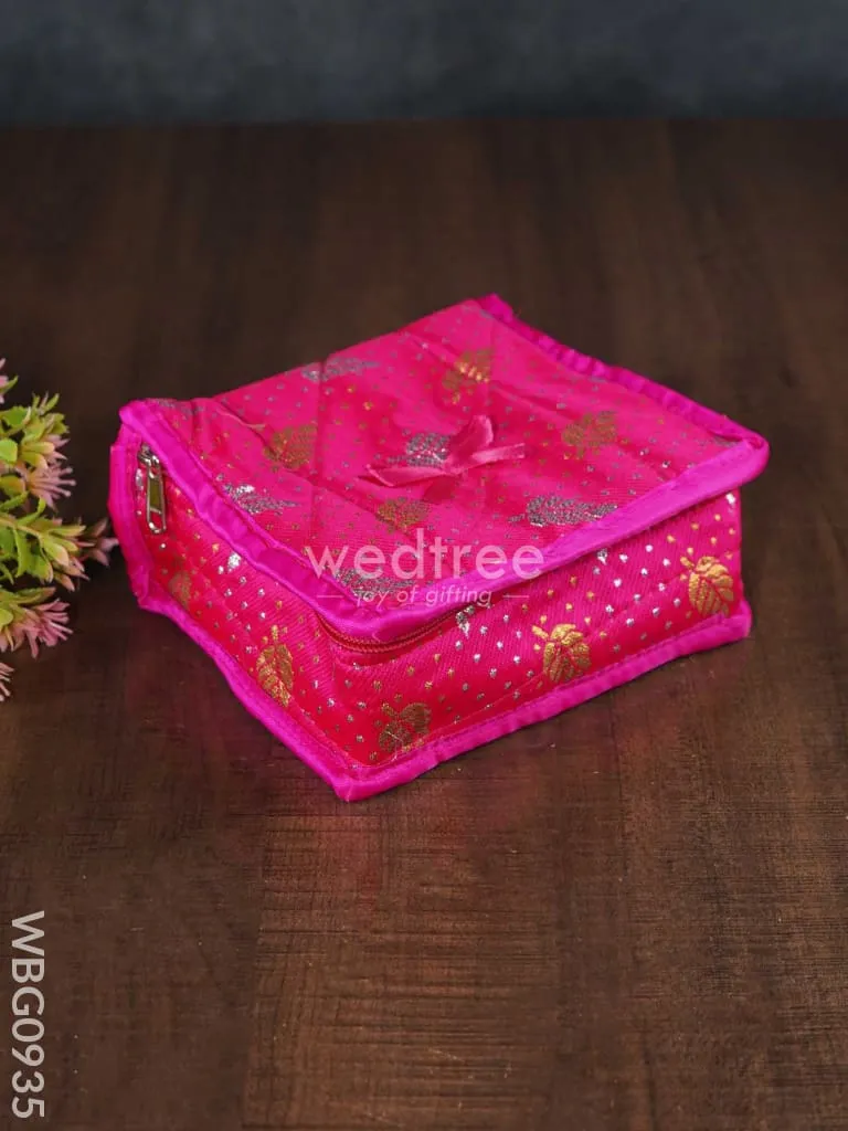 Printed Jewel Pouch with Golden Leaves - Small - WBG0935