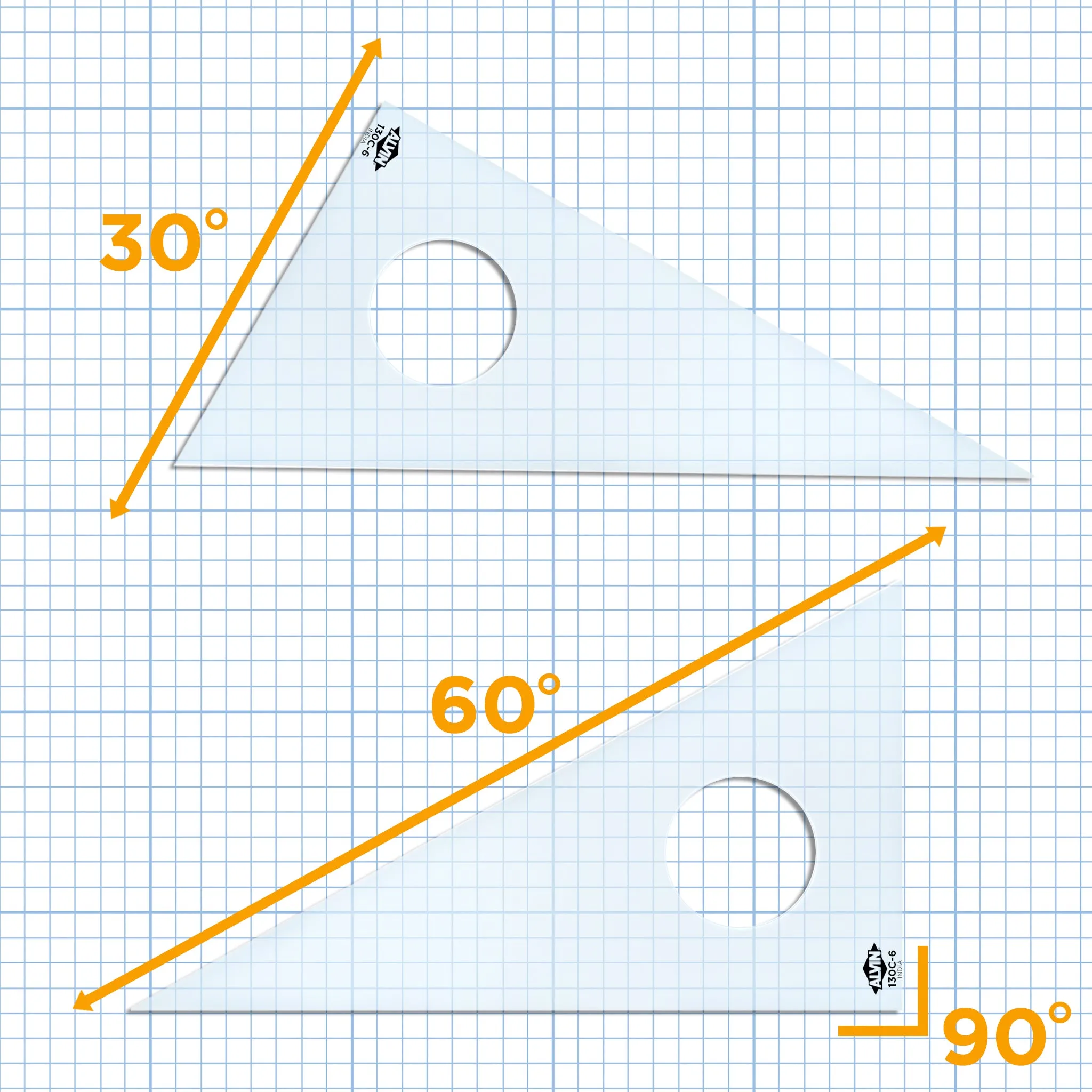 Professional Drafting Triangle (Clear) 30/60 45/90