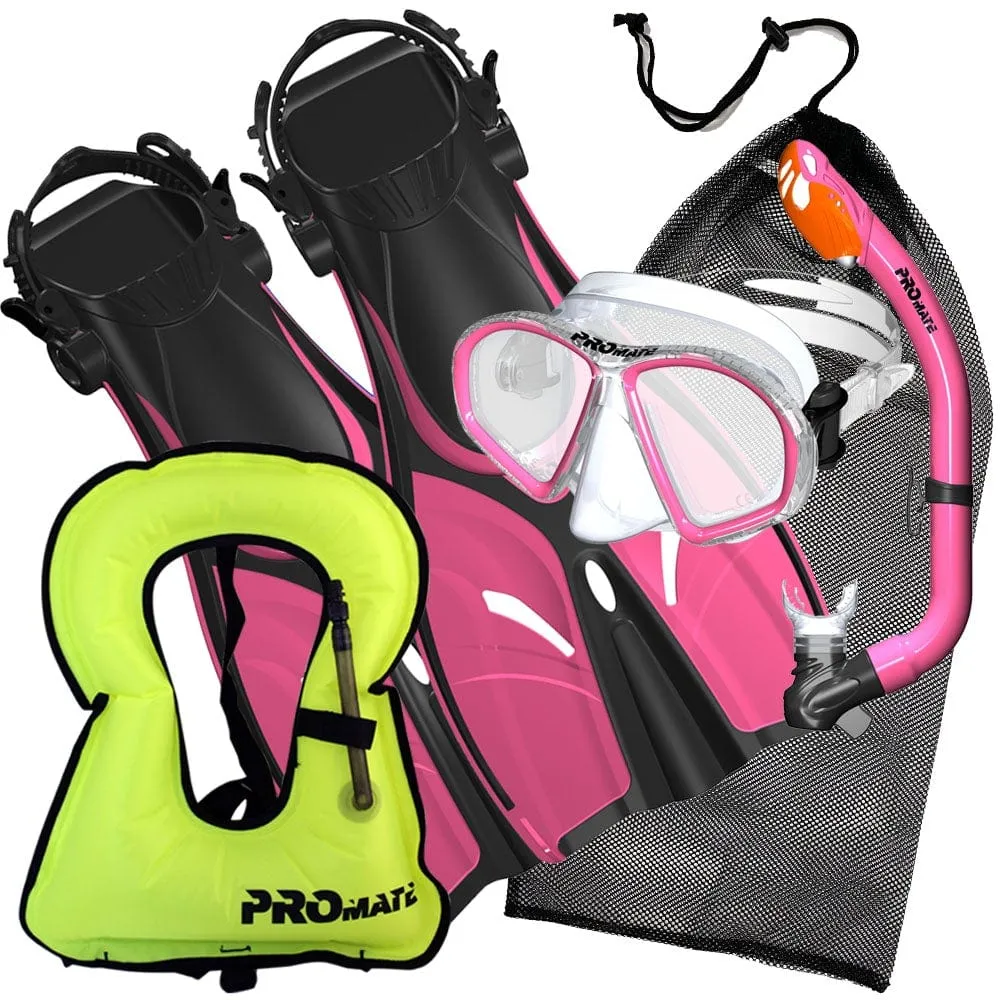 Promate Spectrum Jr. Snorkel Combo Set with Snorkeling Fins With Snorkel Vest Jacket - SCS0098  SV01