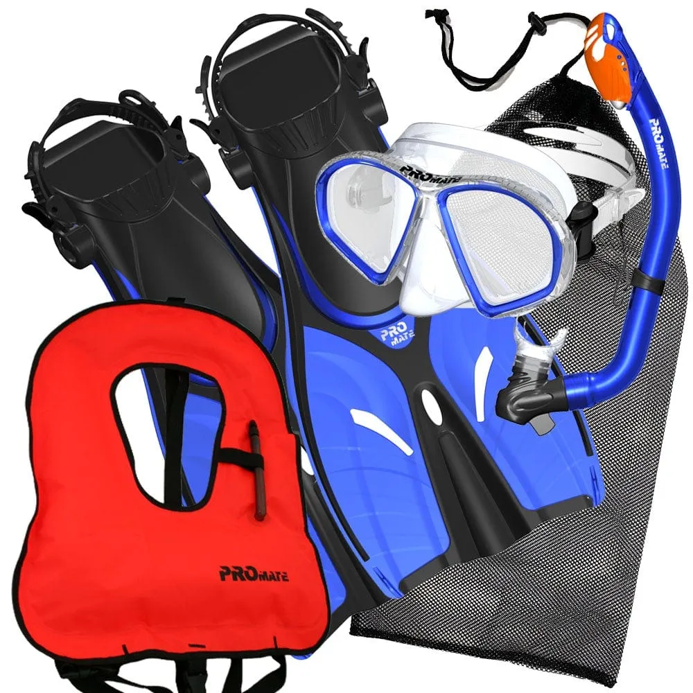 Promate Spectrum Jr. Snorkel Combo Set with Snorkeling Fins With Snorkel Vest Jacket - SCS0098  SV01