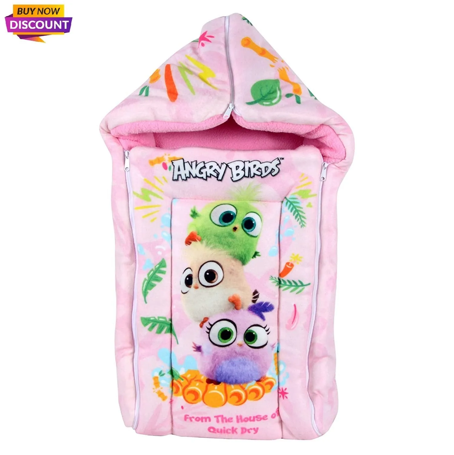 Quick Dry Cute Baby New Born Kangaroo Wrap Pink Sleeping Bag with Dry Sheet