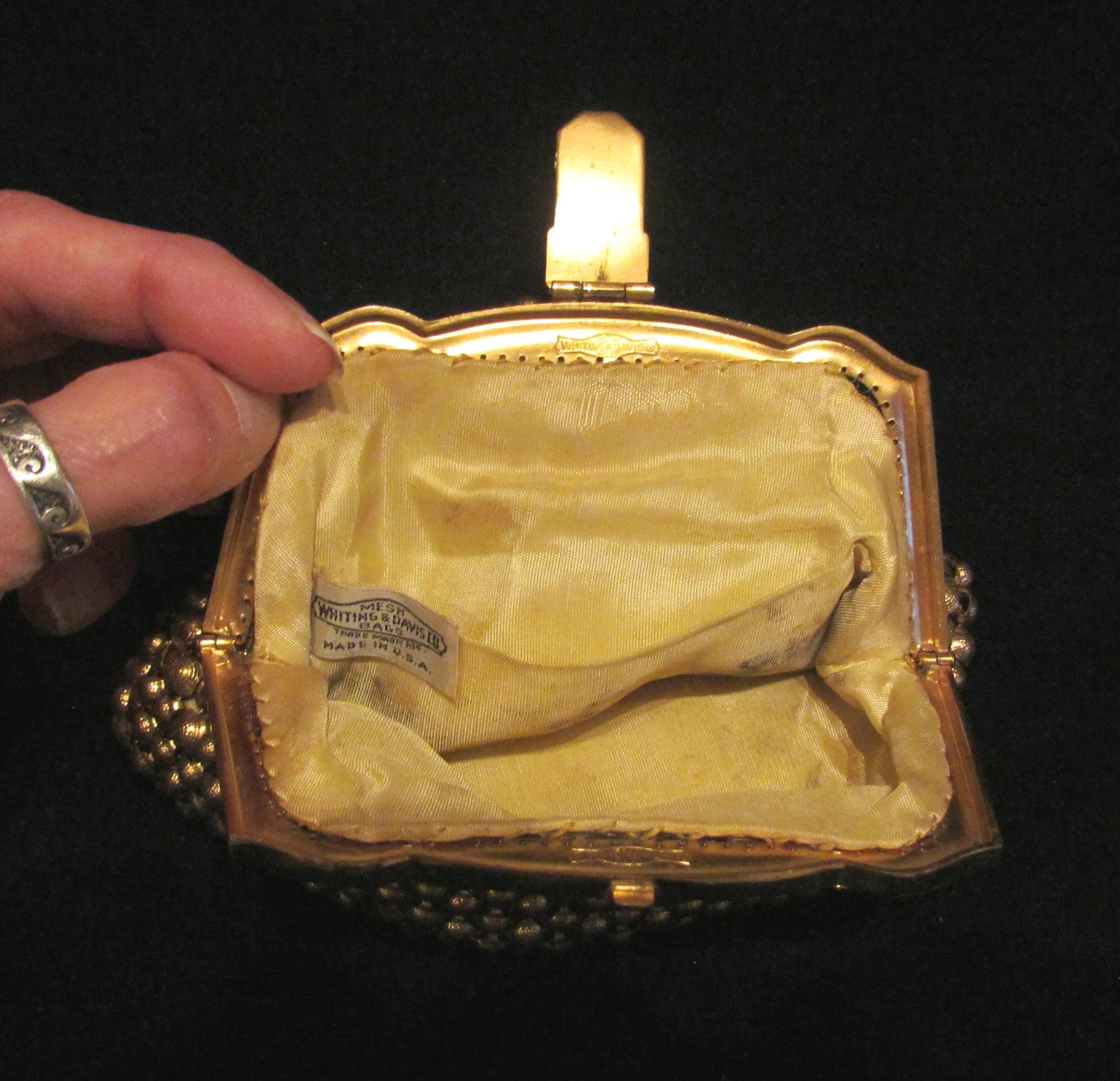 Rare 1930s Whiting & Davis Gold Mesh Clutch Purse