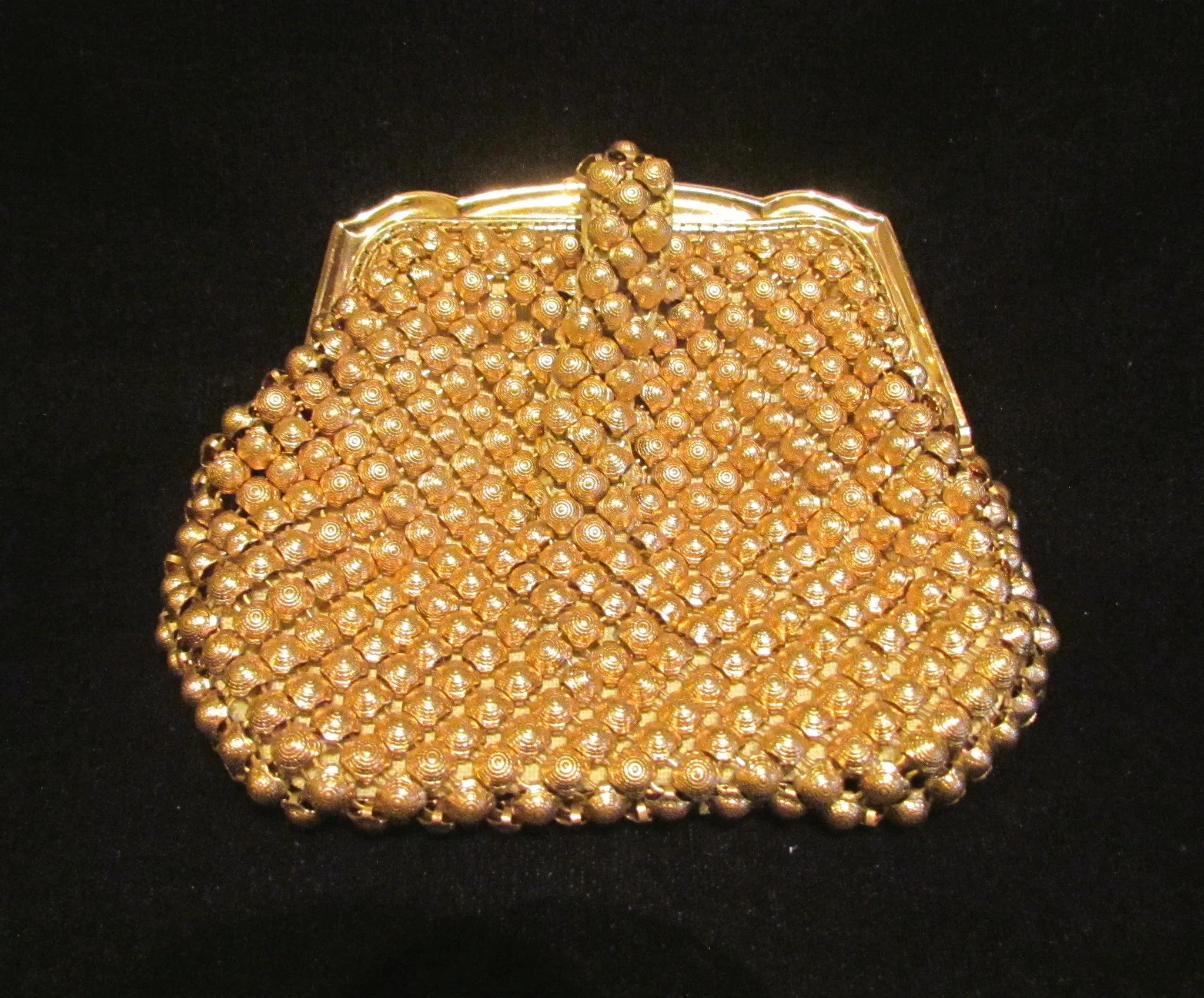 Rare 1930s Whiting & Davis Gold Mesh Clutch Purse