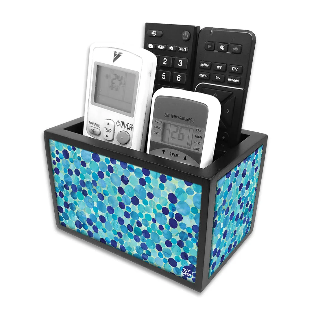 Remote Control Stand Holder Organizer For TV / AC Remotes -  Cool Prints Light Blue