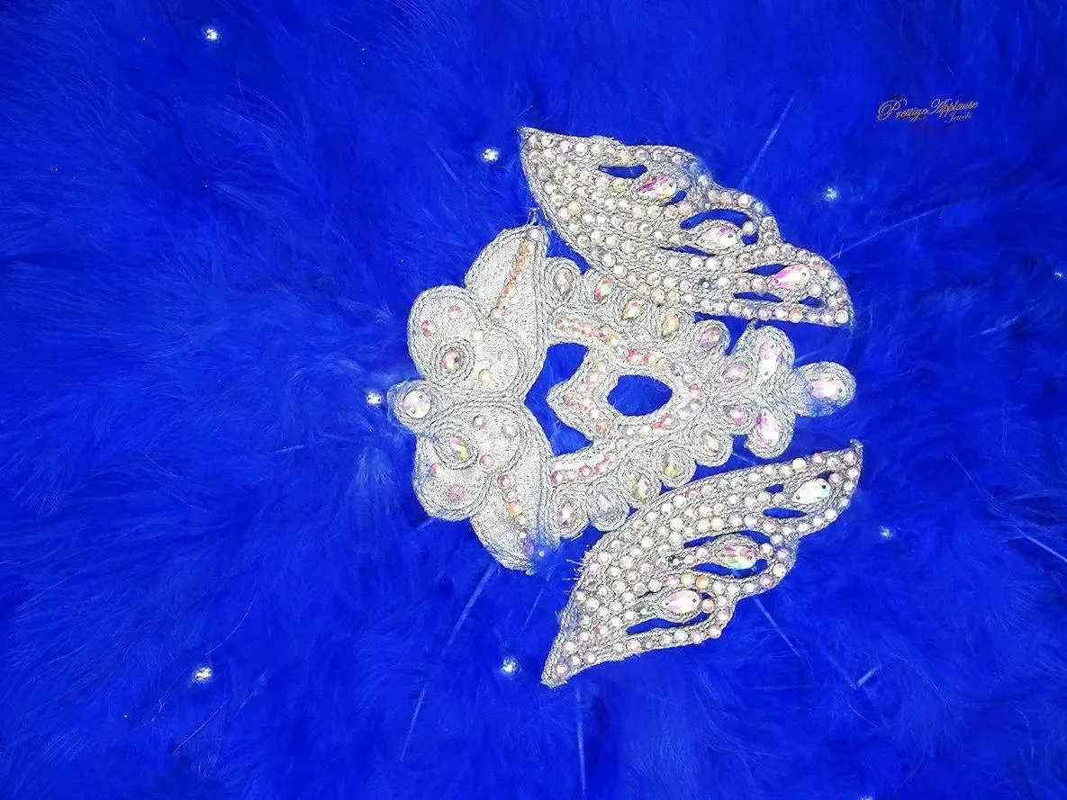 Royal Blue Silver New Design Round Shape New Style Feather Bridal wedding engagement Handfan