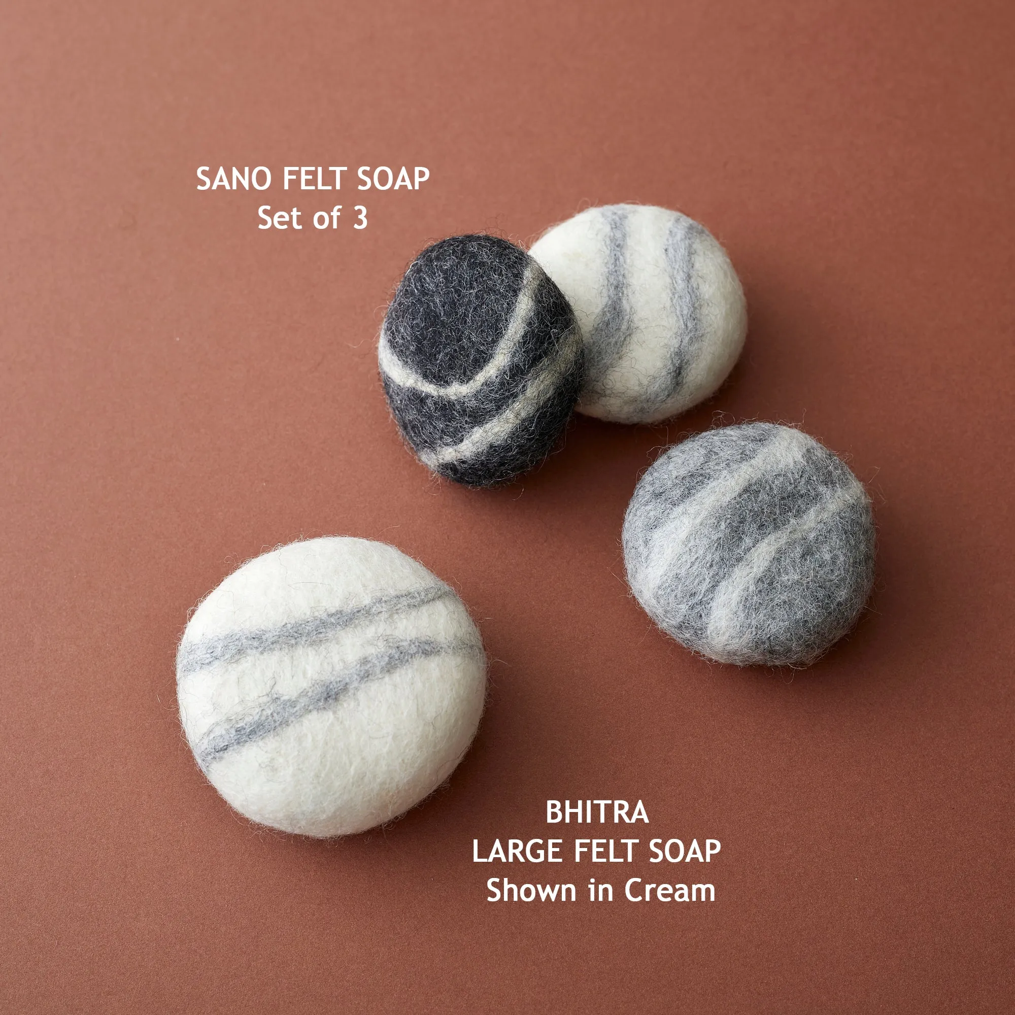 SANO Wool Felted Soap Marble Pebble 3pc Gift Set