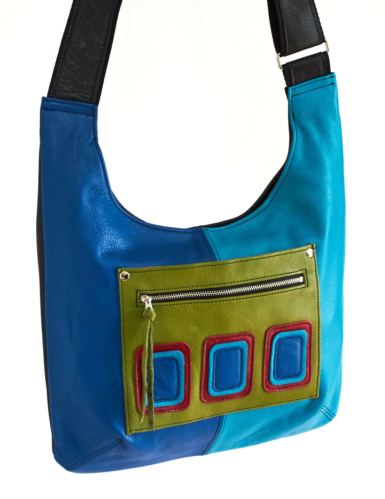 Shoulder Sling - Op Art Purse With Wide Adjustable Leather Strap