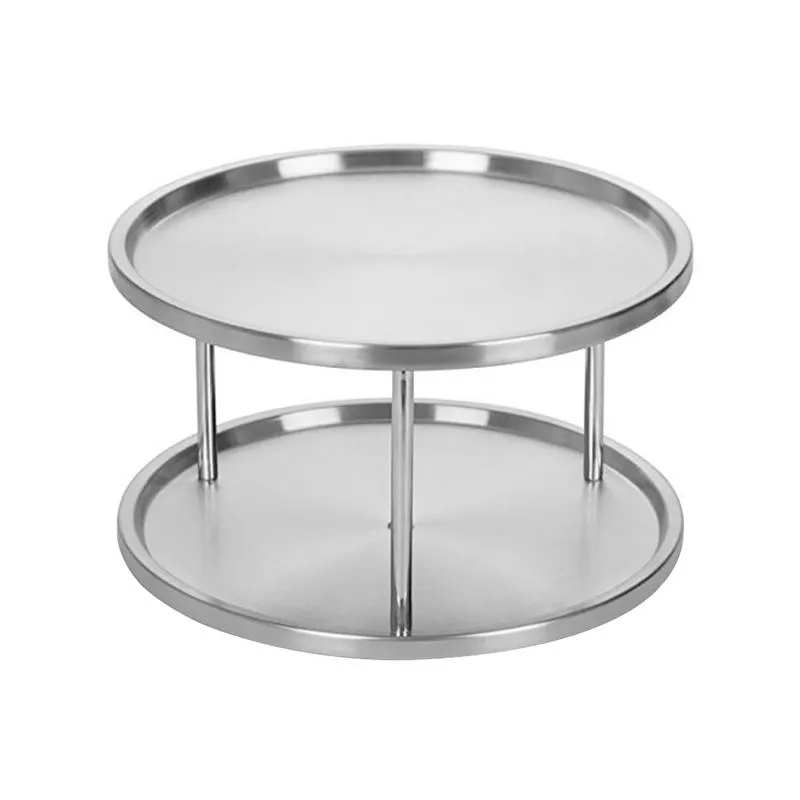 Spice Rack Stainless Steel Organizer Tray 360 Degree Turntable Rotating 2 Stand For Dining Table Kitchen Counters Cabinets