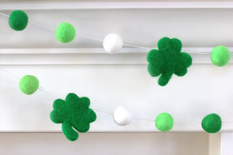 St. Patrick's Day Felt Ball & Shamrock Garland