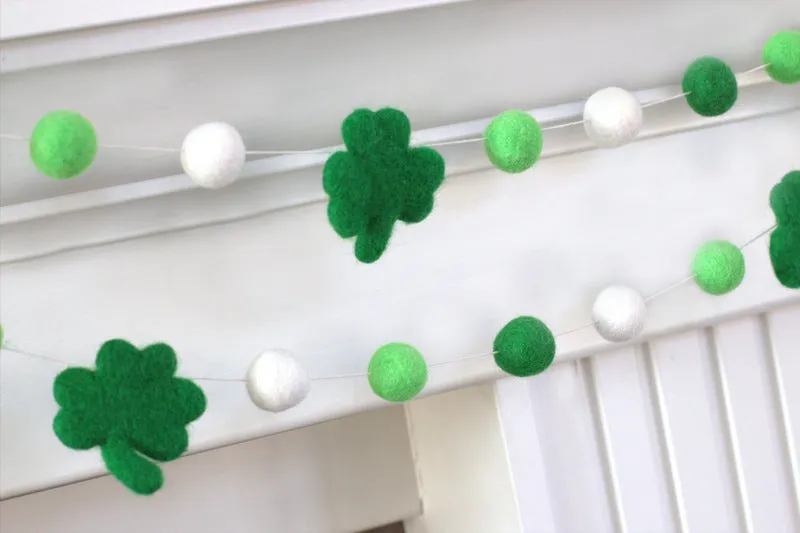 St. Patrick's Day Felt Ball & Shamrock Garland