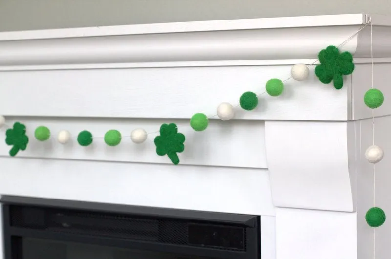 St. Patrick's Day Felt Ball & Shamrock Garland