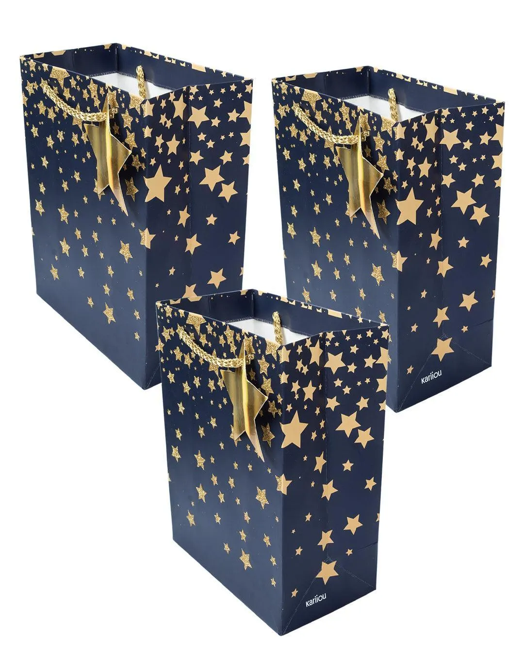 Starry Gift Bag, Large, Navy Blue, Paper, Set of 3