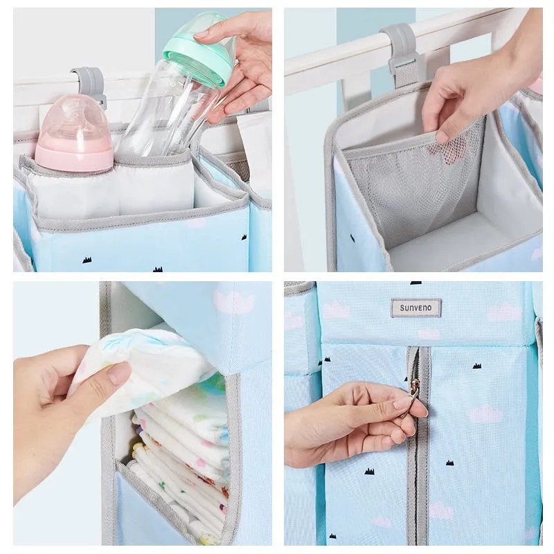 Sunveno Baby Storage Organizer Crib Hanging Storage Bag Caddy