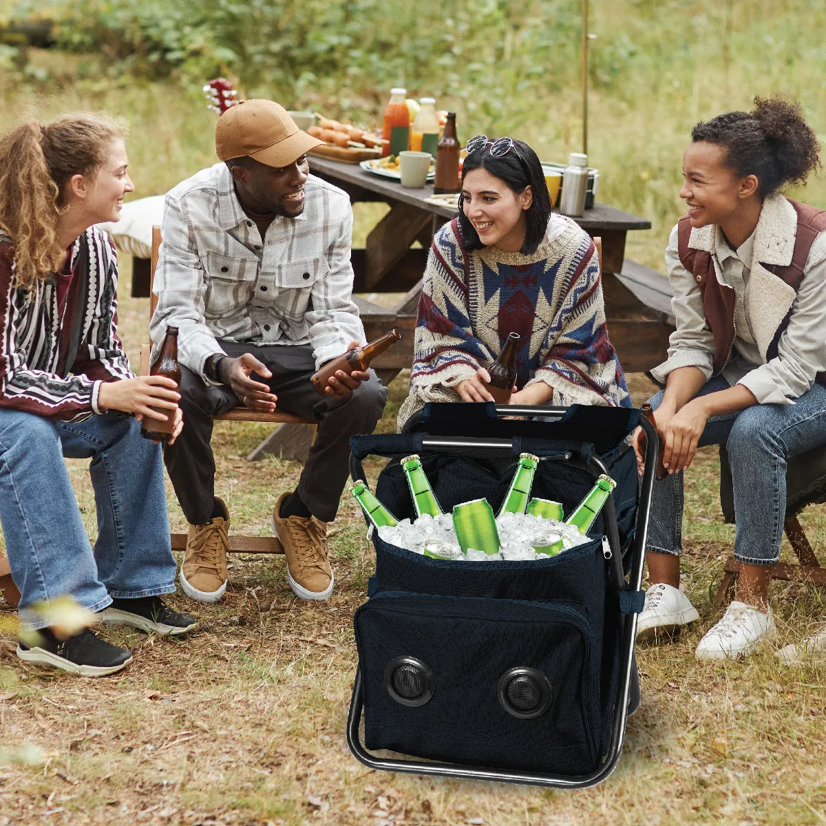 Tailgate Cooler Chair Backpack with Bluetooth Speaker