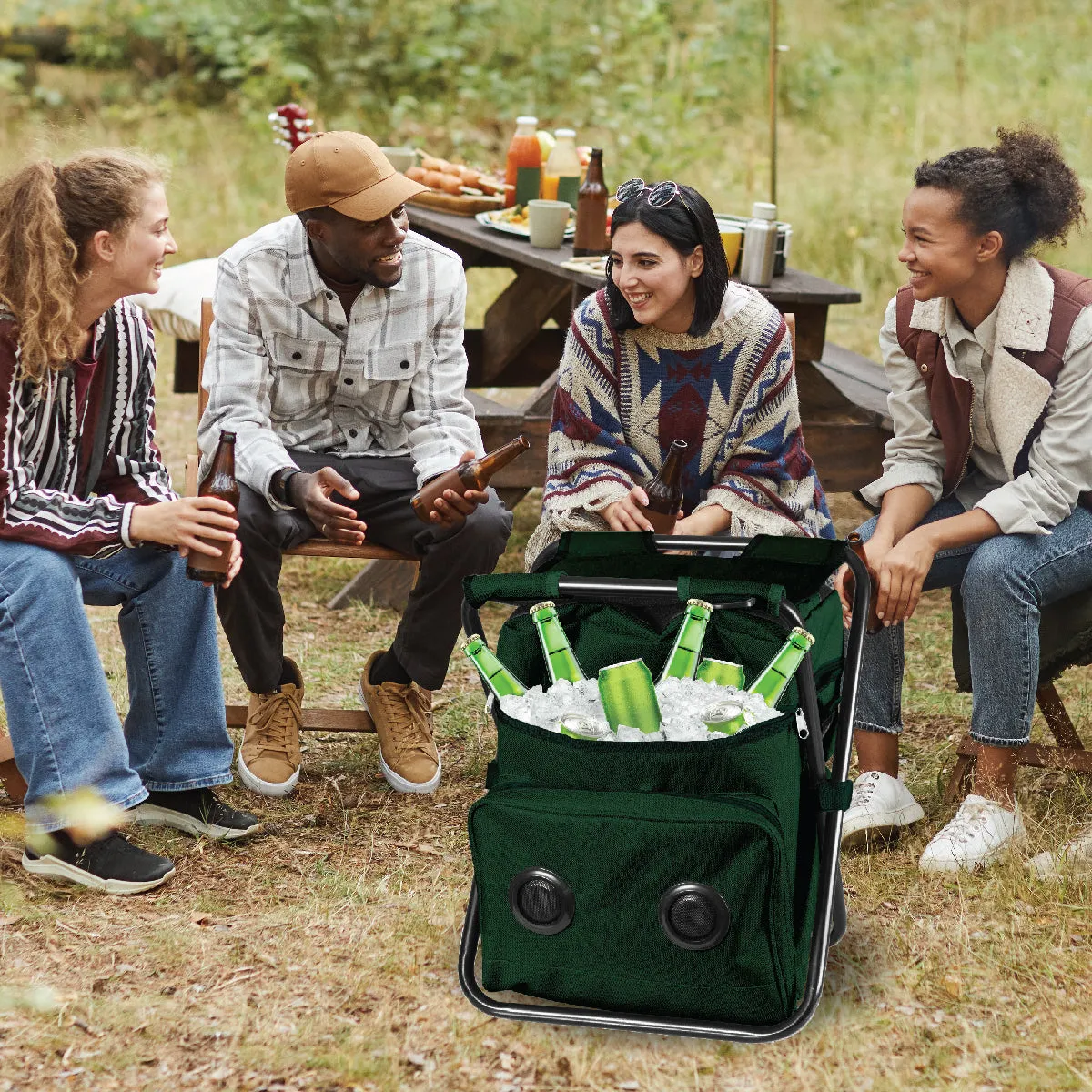 Tailgate Cooler Chair Backpack with Bluetooth Speaker