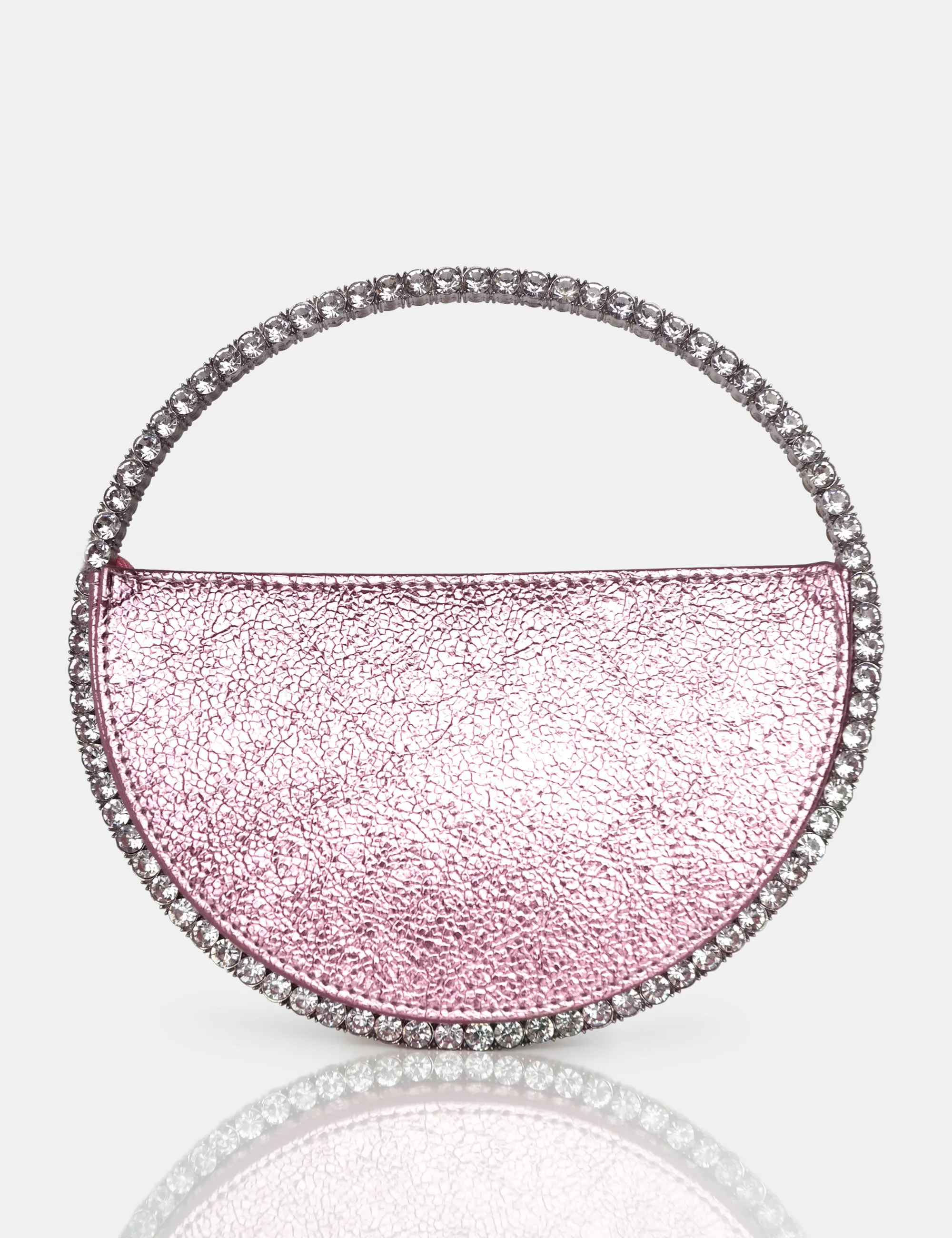 The Alessia Metallic Pink Circle Diamante Mini Grab Bag